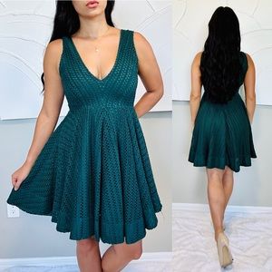 Sandro Bliss Fit and Flare Lace Dress Emerald Green